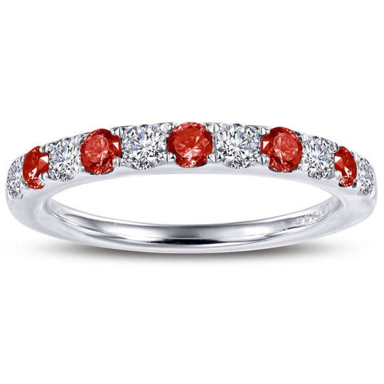 Lafonn Sterling Silver Platinum Plated Alternating Simulated Garnet Simulated Diamond Band BR004GNP07