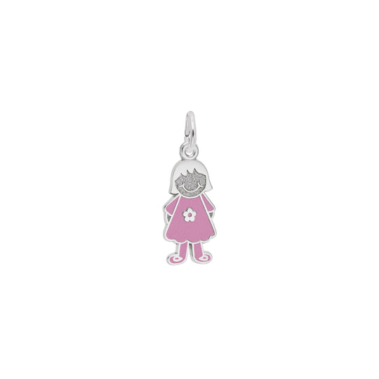 Rembrandt Sterling Silver Painted Girl with Flower Dress Charm 8424