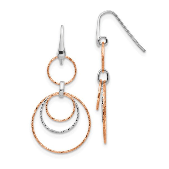 Sterling Silver Two-Tone Circle Dangle Earrings QLE1239