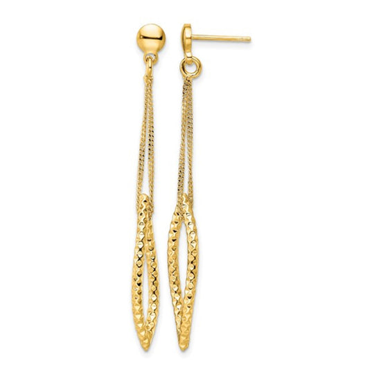 Sterling Silver Gold Plated Diamond Cut Textured Dangle Earrings QLE1345