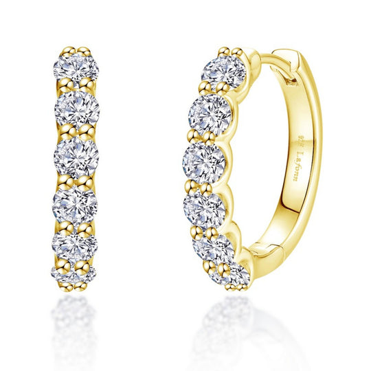 Lafonn Sterling Silver Gold Plated Josie Simulated Diamond Hoop Earrings E0649CLG00