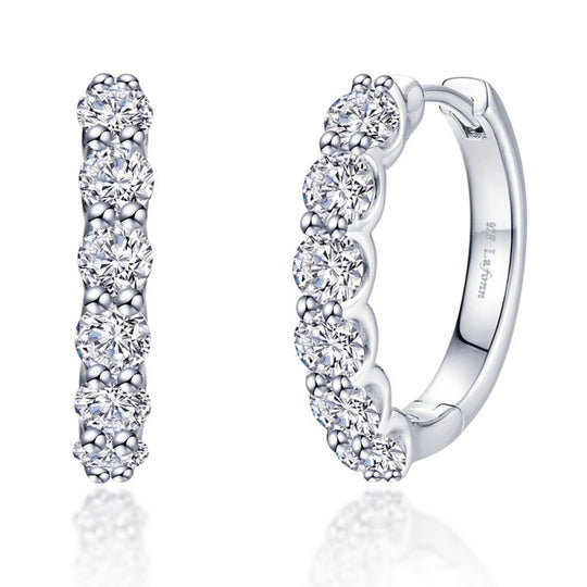 Lafonn Sterling Silver Platinum Plated Josie Simulated Diamond Hoop Earrings E0649CLP00