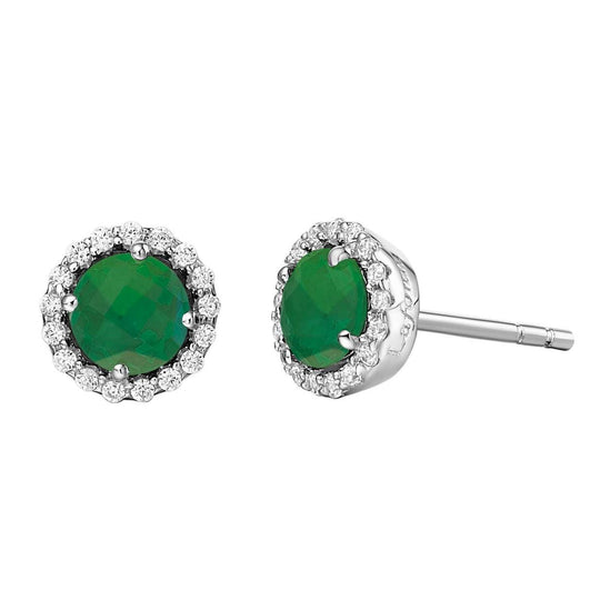 Lafonn sterling Silver Platinum Plated 5mm Simulated Emerald and Simulated Dia Halo Studs BE001EMP00