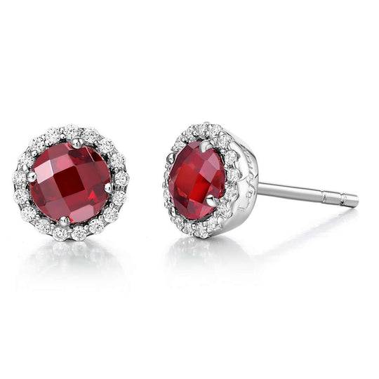 Lafonn Sterling Silver Platinum Plated 5mm Garnet Simulated Diamond Studs BE001GNP00