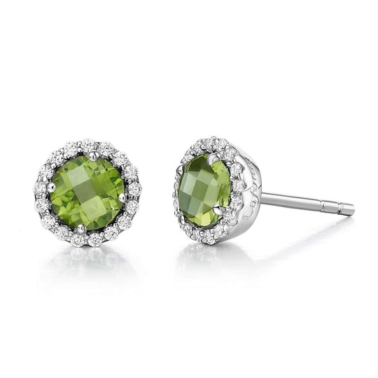 Lafonn Sterling Silver Platinum Plated 5mm Peridot Simulated Diamond Studs BE001PDP00