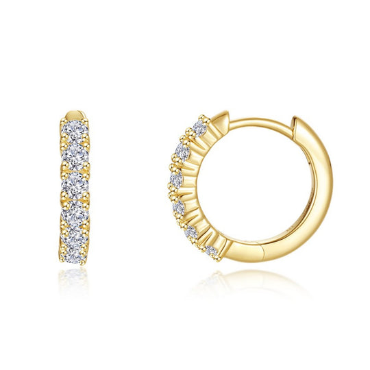 Lafonn Sterling Silver Gold Plated Alexa Simulated Diamond Huggie Earrings E0646CLG00