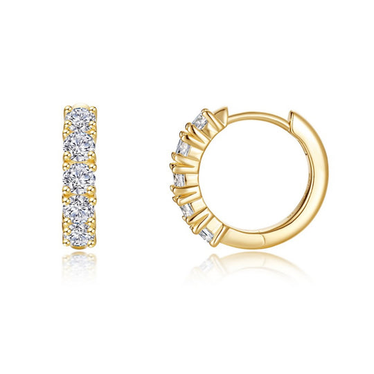 Lafonn Sterling Silver Gold Plated Bella Simulated Diamond Hoop Earrings E0647CLG00