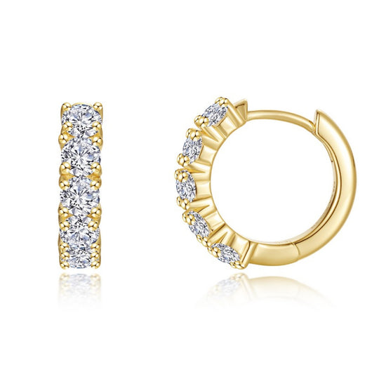 Lafonn Sterling Silver Gold Plated Clara Simulated Diamond Hoop Earrings E0648CLG00