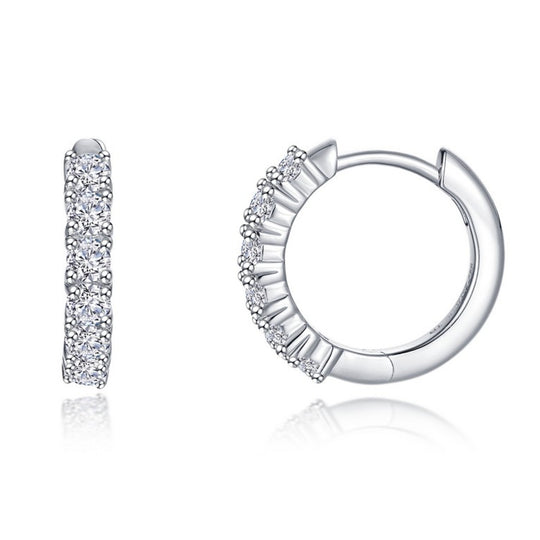 Lafonn Sterling Silver Platinum Plated Alexa Simulated Diamond Huggie Earrings E0646CLP00