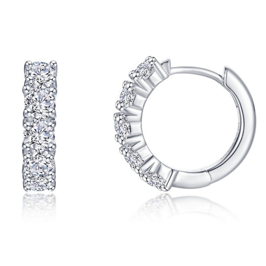 Lafonn Sterling Silver Platinum Plated Clara Simulated Diamond Hoop Earrings E0648CLP00