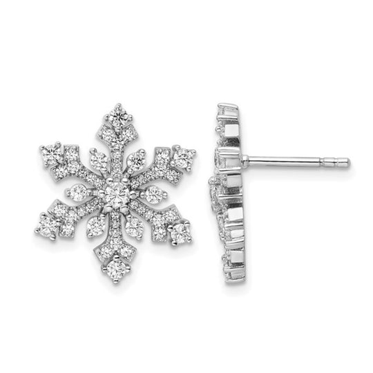 Sterling Silver CZ Snowflake Earrings QE15679