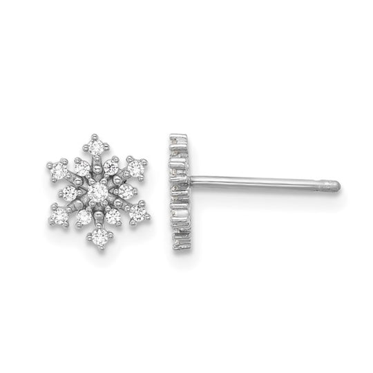 Sterling Silver CZ Snowflake Post Earrings QE17672