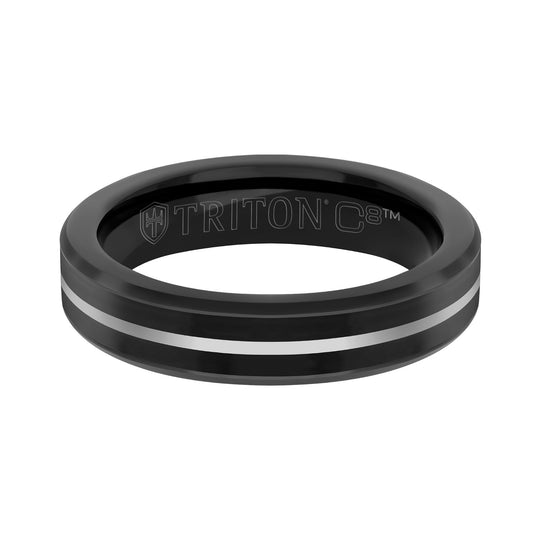 Frederick Goldman Tungsten White Stripe Band 11-6262BCEB5-G.01