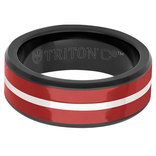 Frederick Goldman Tungsten Carbide and Red Ceramic Wedding Band 11-6256BCER8-G.00