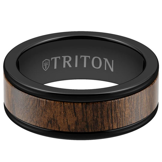 Frederick Goldman Black Tungsten Wood Inlay Band 11-6191BCD8-G.00