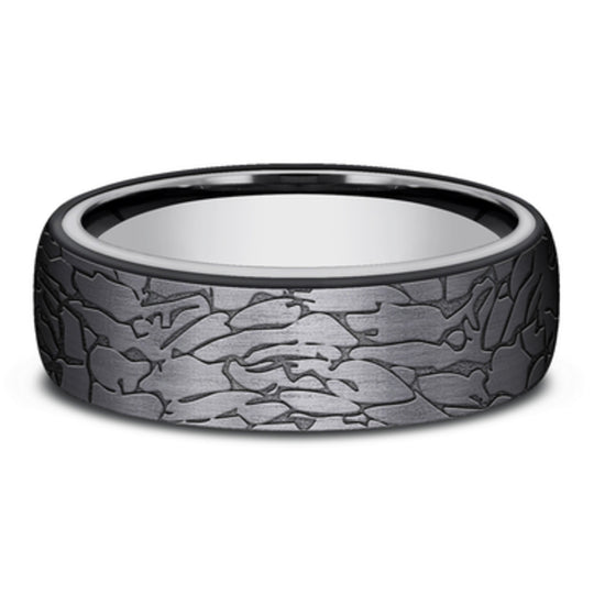 Benchmark Black & Gray Tantalum Fractured Rock Band RIRCF1265374BKTGTA10