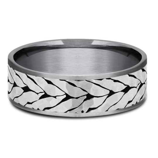 Benchmark Gray & Black Tantalum Hammered Chevron 7.5mm Band CFT1275277GBKTGTA10