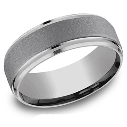 Benchark Tantalum Satin Center Beveled Edge 8mm Band  CF68486GTA10