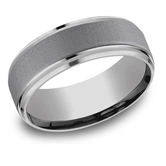 Benchark Tantalum Satin Center Beveled Edge 8mm Band  CF68486GTA10