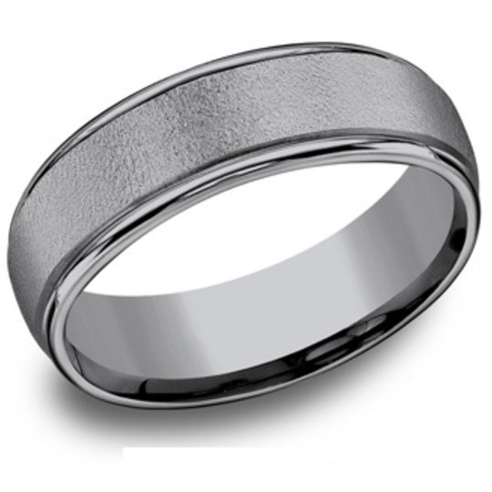 Benchmark Tantalum CF Polished Edge Wire Brush Center 6mm Band - RECF7602GTA10