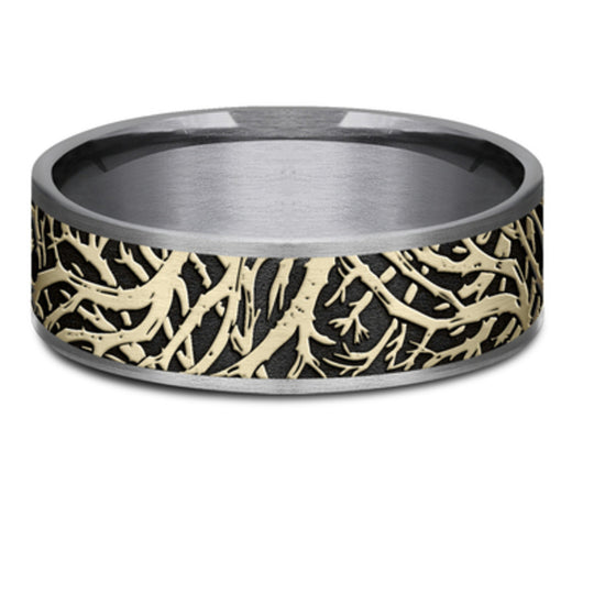 Benchmark 14K Yellow Gold and Tantalum Thin Edge Enchanted Forest 7.5MM Band CFTBP9775611GTA14KY10