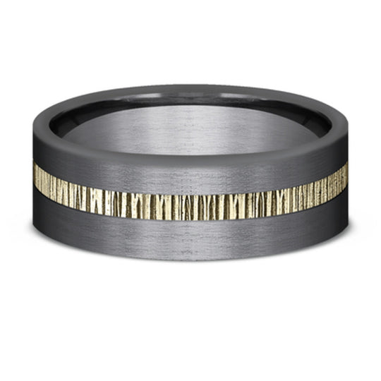 Benchmark 14K Yellow Gold & Tantalum 7mm Textured Offset Stripe Band 0125Y7740TA10