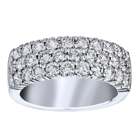 CW Signature 18K White Gold Three Row Diamond Ring R01393