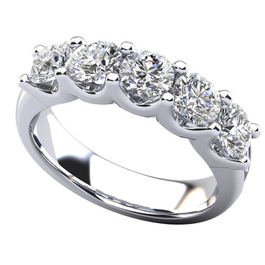 14K White Gold Classic 5 Stone Diamond Band 5RR-646