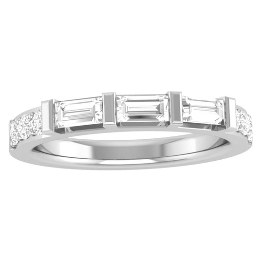 CW Signature 18K White Gold Round and Baguette Diamond Band R01774