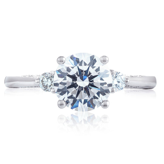 Simply Tacori 18K White Gold Three Stone Engagement Ring 2656 RD 6.5 W