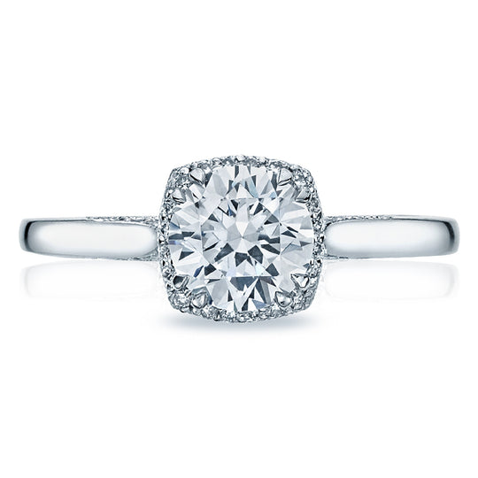 Tacori 18K White Gold Dantela Diamond Halo Engagement Ring 2620 RD PT P W