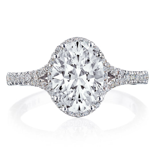 Tacori 18K White Gold Dantela Diamond Halo Engagement Ring 2672 OV 8x6 W