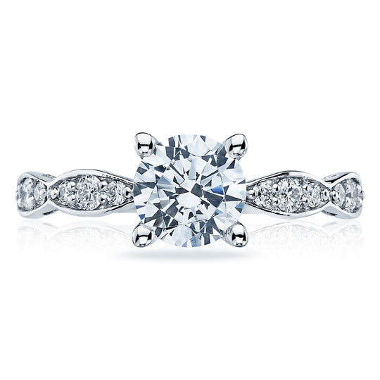 Tacori 18K White Gold Sculpted Crescent Engagement Ring 46-2 RD 6.5 W