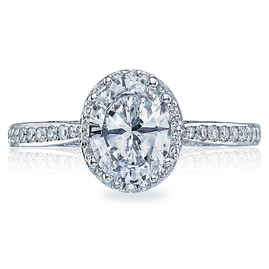 Tacori 18K White Gold Dantela Diamond Halo Engagement Ring 2620 OV SM P W