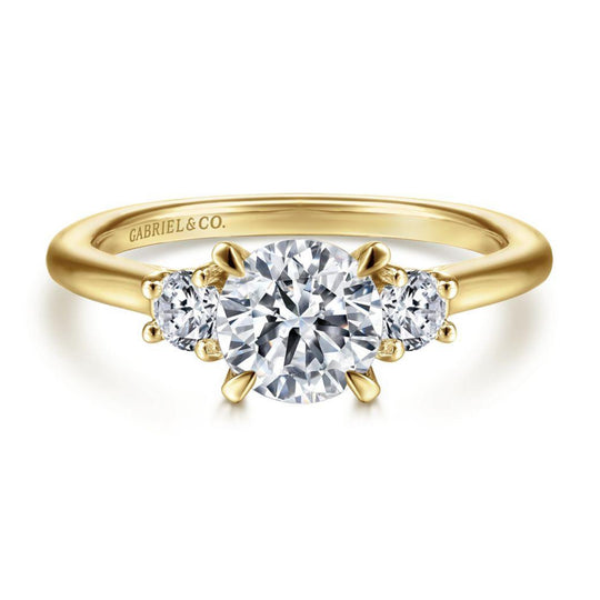 Gabriel & Co 14K Yellow Gold Three Stone Engagement Ring ER14745R3Y44JJ