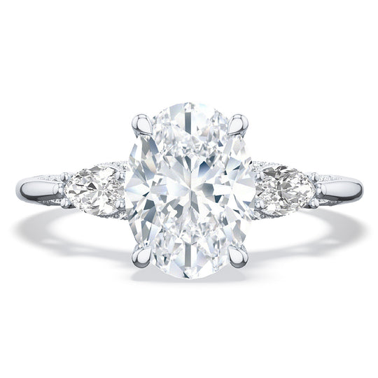 Simply Tacori 18K White Gold Three Stone Diamond Engagement Ring 2685 OV 8.5x6.5 W