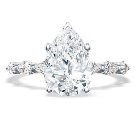 Tacori 18K White Gold Pear Diamond Engagement Ring 2687 PS 8.5x5.5 W