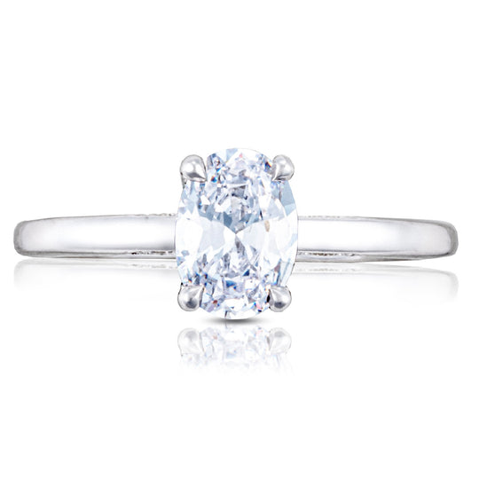 Simply Tacori 18K White Gold Solitaire Engagement Ring 2688 1.5 OV 8.5x6.5W