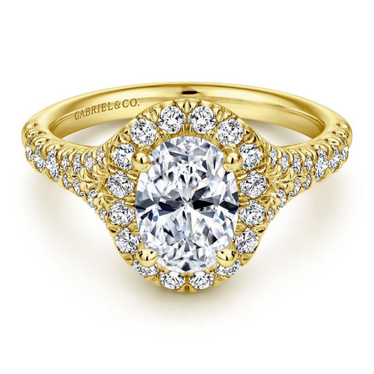 Gabriel & Co 14K Yellow Gold Contemporary Diamond Halo Engagement Ring ER10291Y44JJ