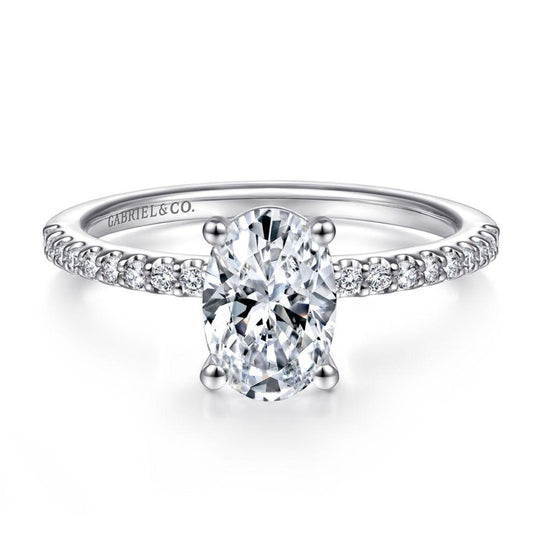 Gabriel & Co 14K White Gold Oval Diamond Engagement Ring ER14918O4W44JJ