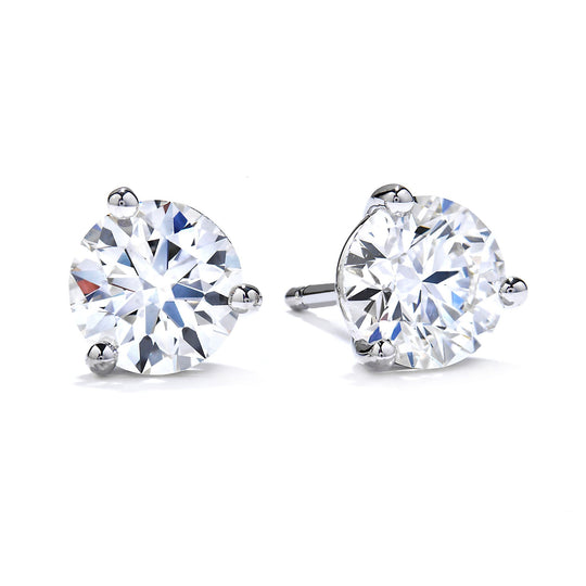 Hearts On Fire 18K White Gold Three-Prong 1/2ctw Diamond Studs 3SIE00508W
