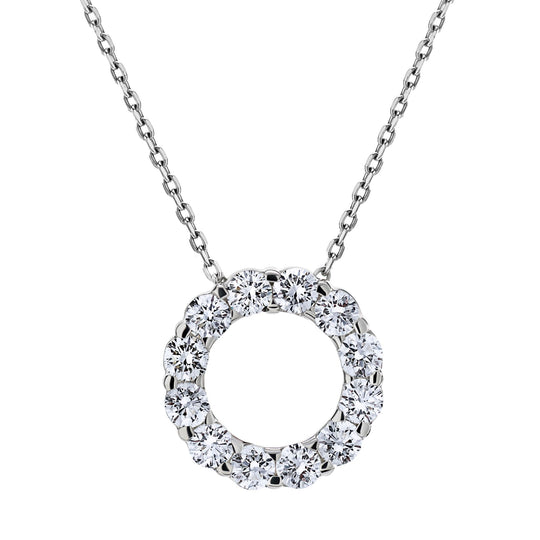 CW Signature 18K White Gold Large Circle Diamond Pendant P0335
