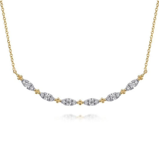 Gabriel & Co 14K Yellow Gold Curved Diamond Bar Necklace NK7184Y45JJ