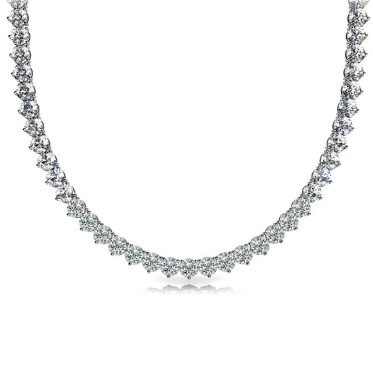 14K White Gold 11ctw Straight Line Diamond Tennis Necklace N370R-2532