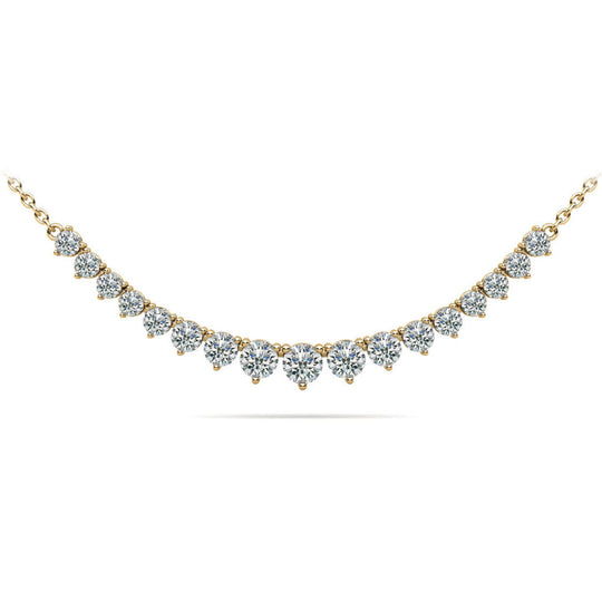 14K Yellow Gold 3ctw Curved Graduated Diamond Necklace N370C-1952