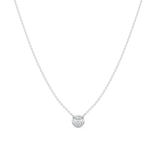 14K White Gold Solitaire Diamond Bezel Necklace NY020-384W1MQEQ