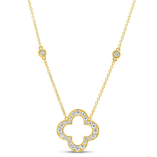 Uneek 18K Yellow Gold Diamond Clover Necklace LVNM04Y