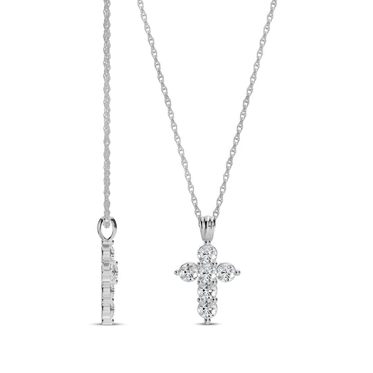 14K White Gold Diamond Cross Pendant Necklace PC050GS06-4W-EEQ