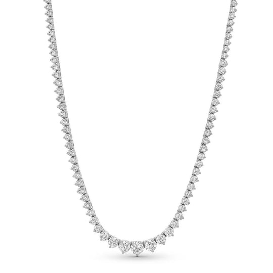 14K White Gold 15ctw Graduated Diamond Tennis Necklace N370-3105