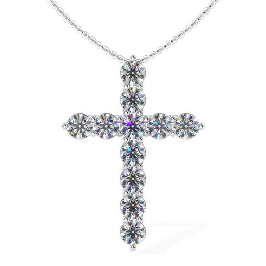 14K White Gold Diamond Cross Pendant Necklace SP181-300-W